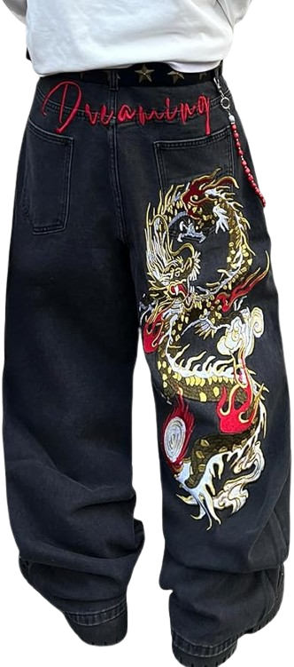 Baggy Jeans Embroidery Hip Hop Wide Leg Jeans Streetwear Denim Pants