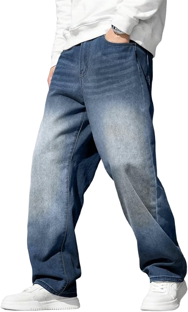 Mens Baggy Jeans Wide Leg Y2K Loose Fit Denim Pants